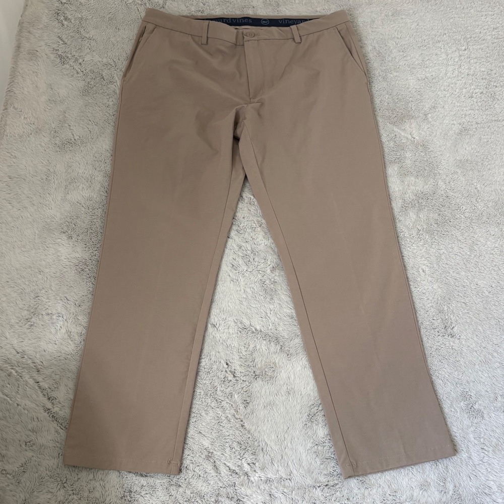 Vineyard Vines On The Go Pant Mens 38x30 Khaki Tan Performance Chino Stretch